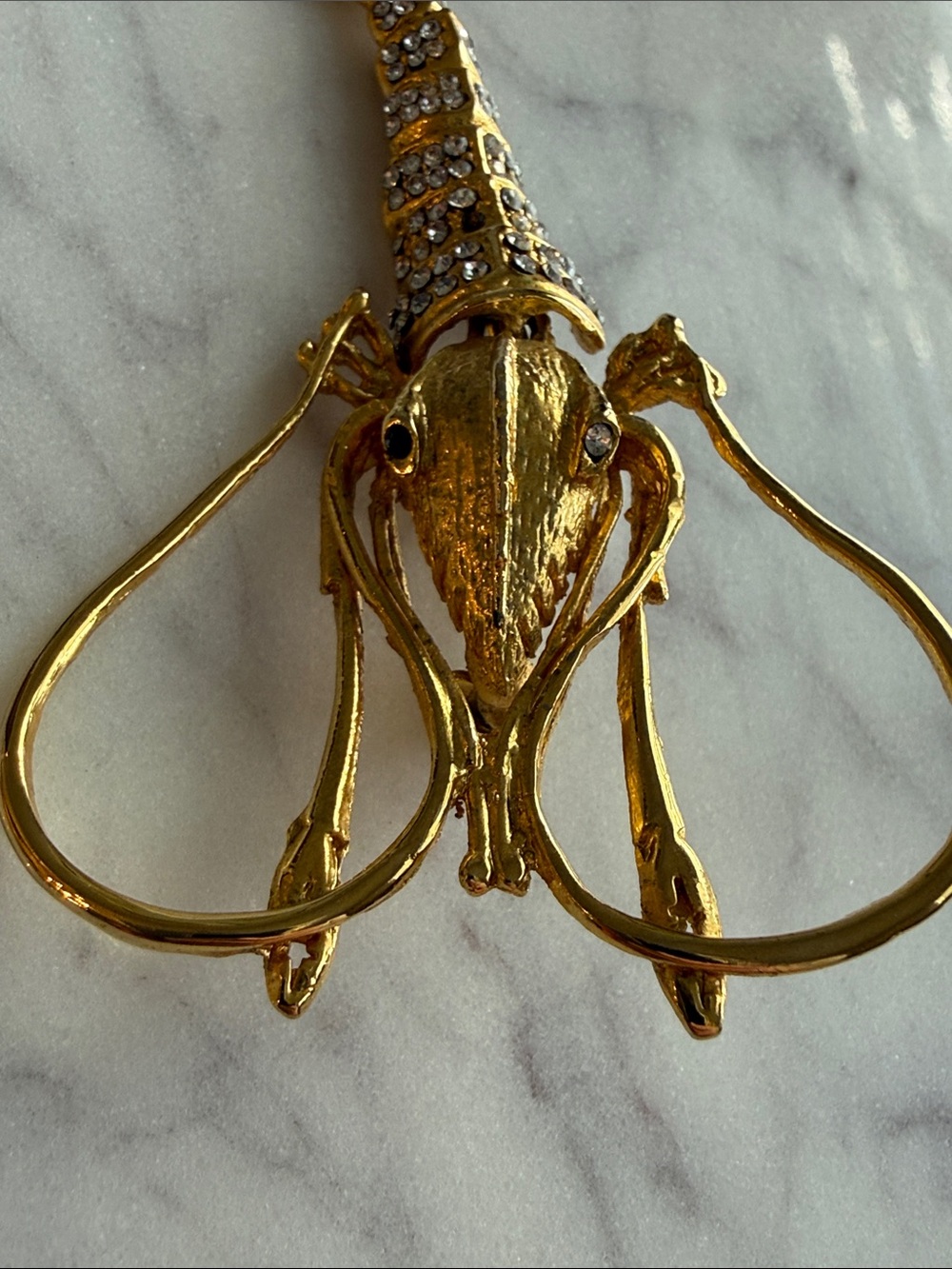 Offer! Vintage gold rhinestone brooch articulated lobster crawfish prawn shrimp - Picture 5 of 8
